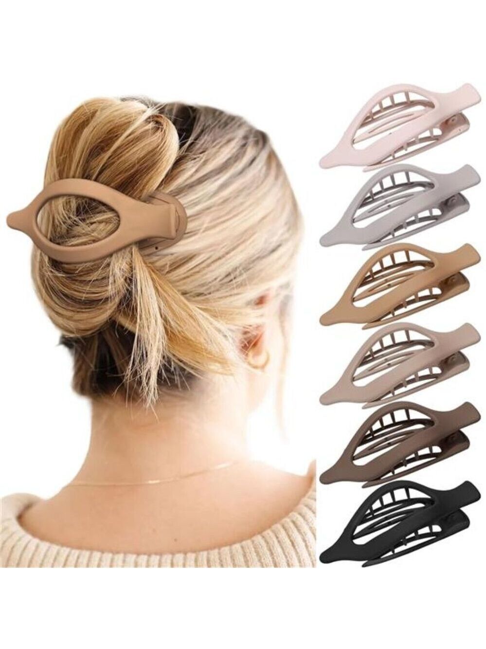 French hair clips set 6pcs side slide volume clips no slip grip for thick thin h